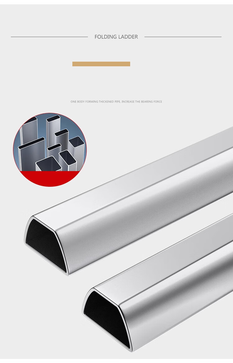 Huakaizhixing Folding Ladder, Household A-Frame Ladder, Multi-Functional Pipe Wall Thickened Carbon Steel Indoor Small Ladder, TZ62 White Five Steps 9