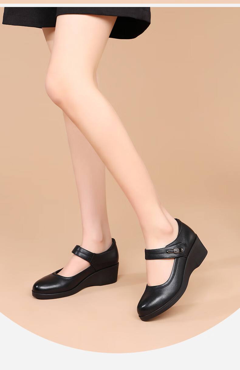 RED DRAGONFLY Mary Jane Shoes Women's Wedge Soft Leather Flats Casual Shoes for Women WTB142221 Black 35 4