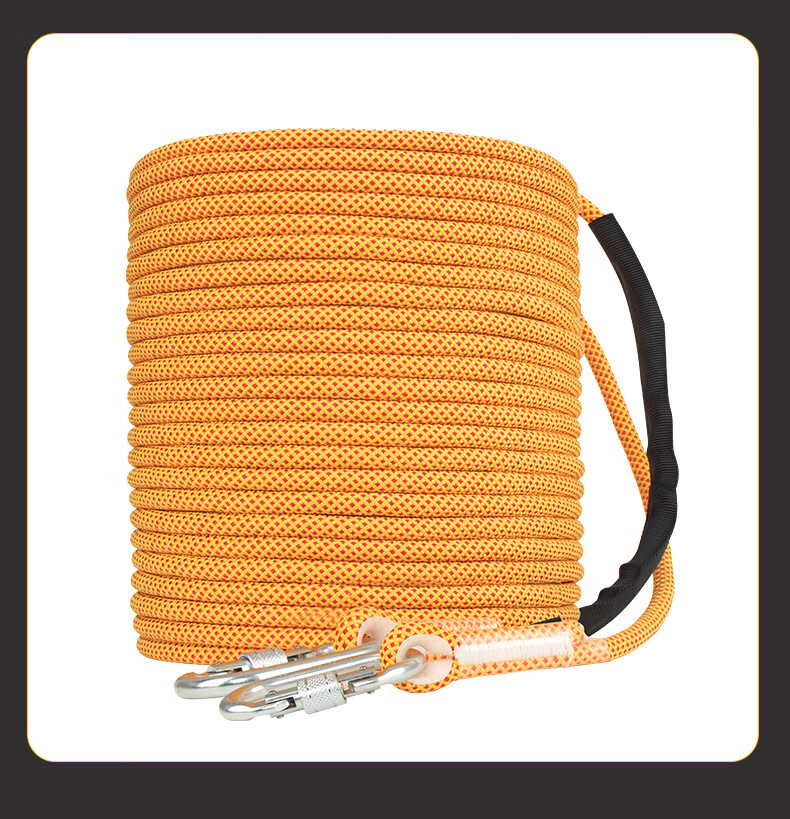 SHANDUAO Safety Rope High Altitude Work Rope National Standard Insurance Rope SD300 Double Hook 10.5mm Yellow 10m 9