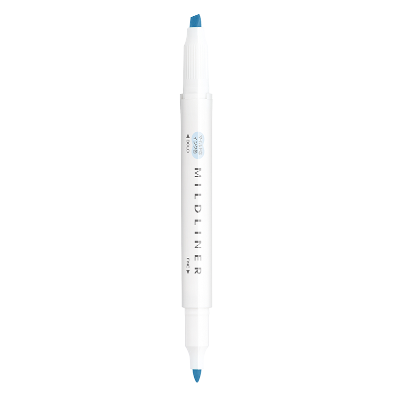 ZEBRA Double-Ended Soft Highlighter, Mildliner Series Single-Color Marking Pen, Student Marker, WKT7, Gentle Soda Blue