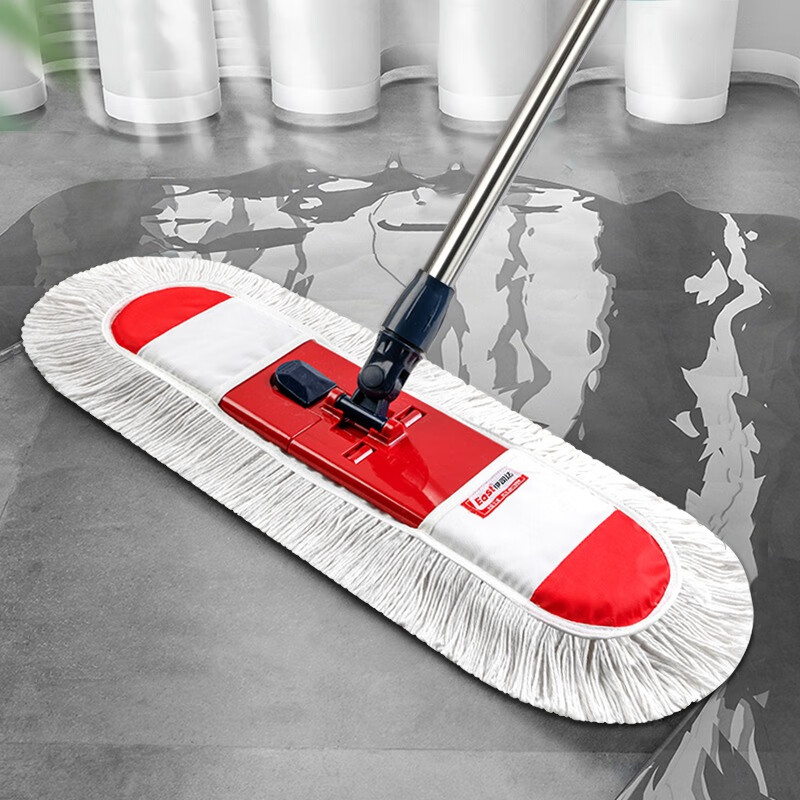 EAST Cotton Yarn Mop, 65cm Stainless Steel Handle, 1.35 Meters Long, with 1 Large Thick Cotton Yarn Flat Mop Head, Household All-In Cleaning Mop