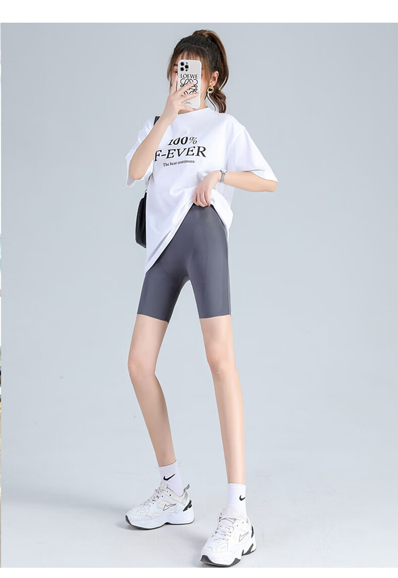 LangSha High-Waisted Tummy Control And Butt-Lifting Shorts for Women, Thin Seamless Shark-Shaped Floating Safety Shorts, Knee-Length Undershorts 25
