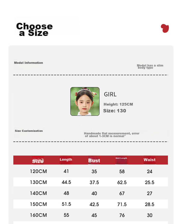 QQ DUCK Children's Hanfu Costume Set for Girls with Horse-Face Skirt, Student And Teen Clothing, Beige Deer Color + Wine Red; Size 120 6