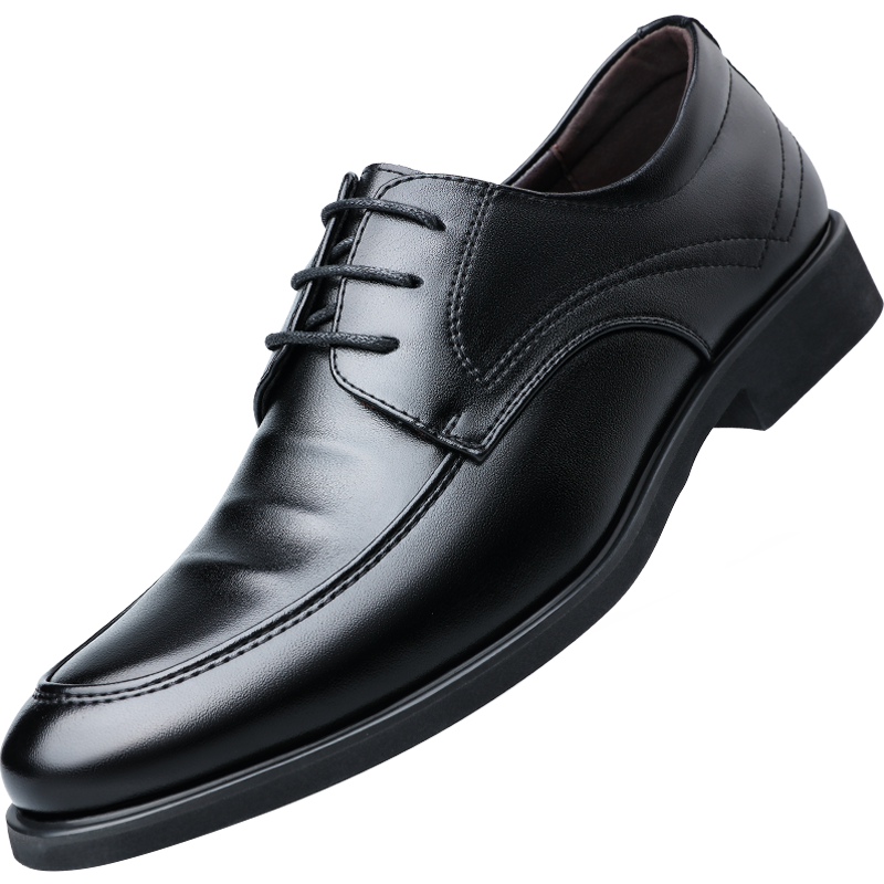 BEIOUTU Men's Leather Shoes, Business Casual Shoes, British Style Office Lace-Up Comfortable Men's Shoes, 9827 Black, Size 39