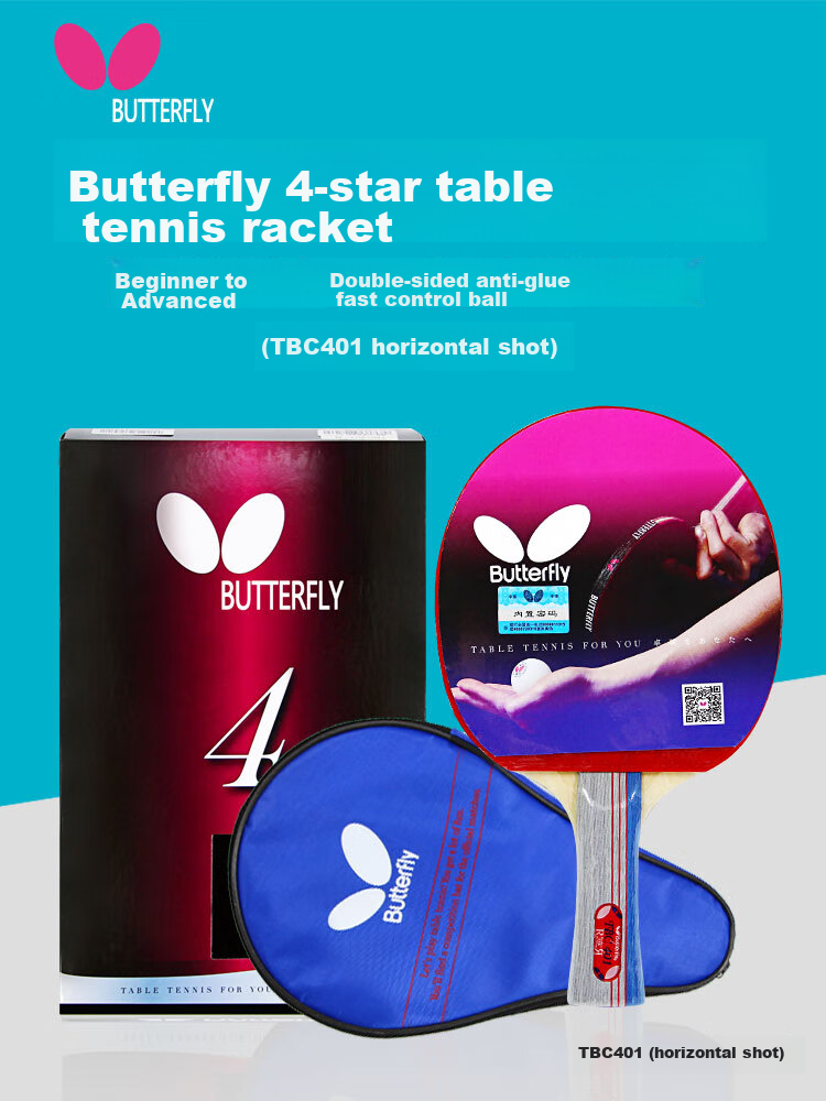 BUTTERFLY 6-Star Table Tennis Racket [Double-Sided Reverse Rubber] Professional Pure Wood Blade 601 Penhold Grip, Includes Racket Case 1