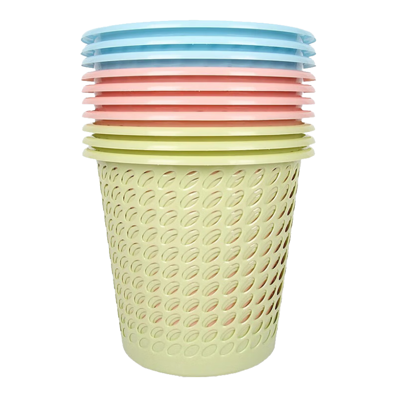 KINCOOL KCAA-279 Hollow Trash Can Wastebasket for Office, Garbage Bin for Dormitory Bathroom Kitchen Bedroom, 5 Random Colors
