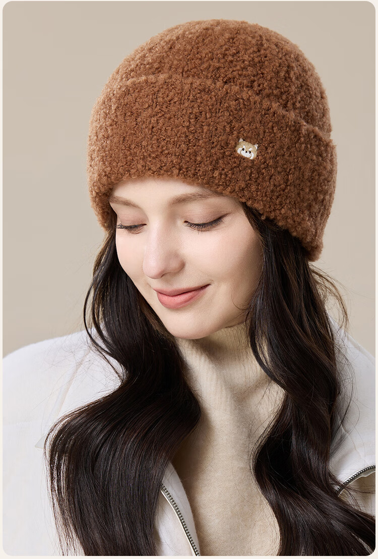 JIUMU Wool Warm Knit Hat, Autumn And Winter Knitted Cap, Cold Hat, Winter Hat, Outdoor Ear Protection Cold Hat for Women in Winter 18