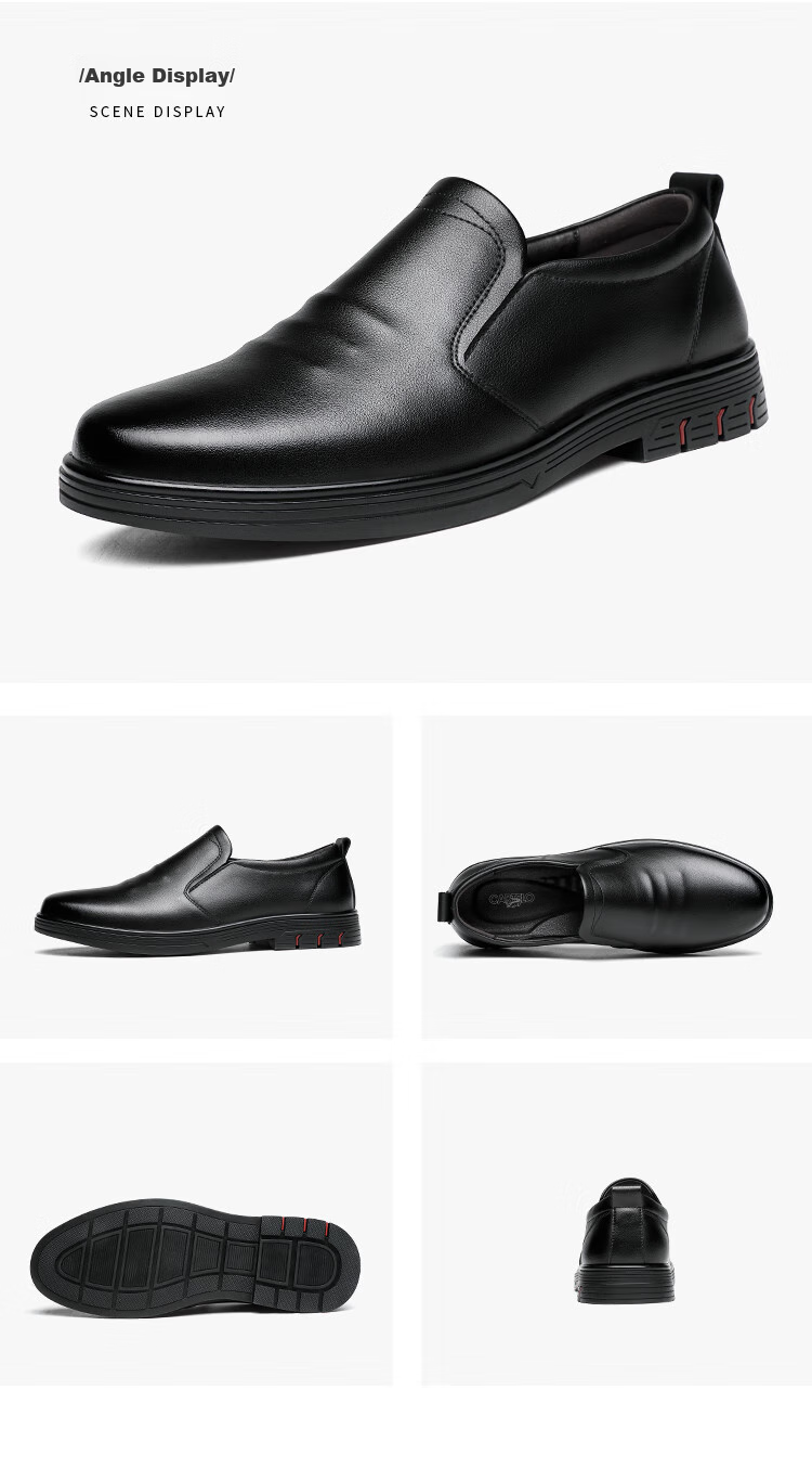 CARTELO British Business Casual Leather Shoes, Soft Sole, Breathable Upper, Slip-On Loafers, Men's Leather Shoes, 9899 Black, Size 40 17