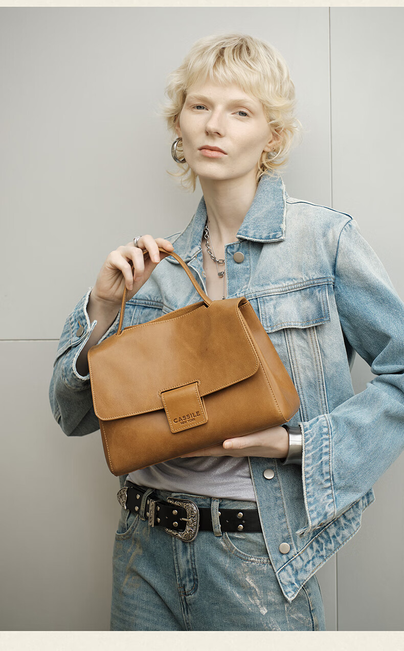 CASSILE Women's Handbag Tote Bag, Vegetable Tanned Top-Grain Leather, Large Capacity, Light Luxury Handbag, 520 Gift 12
