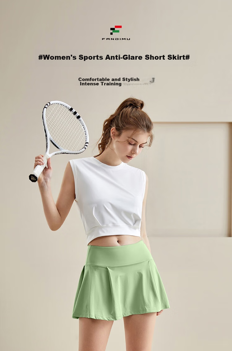 Fandimu Sports Skort for Women, Breathable, Anti-Exposure, with Lining, Fake Two-Piece Design, for Outdoor Badminton, Tennis, Running, And Half Skirt 1