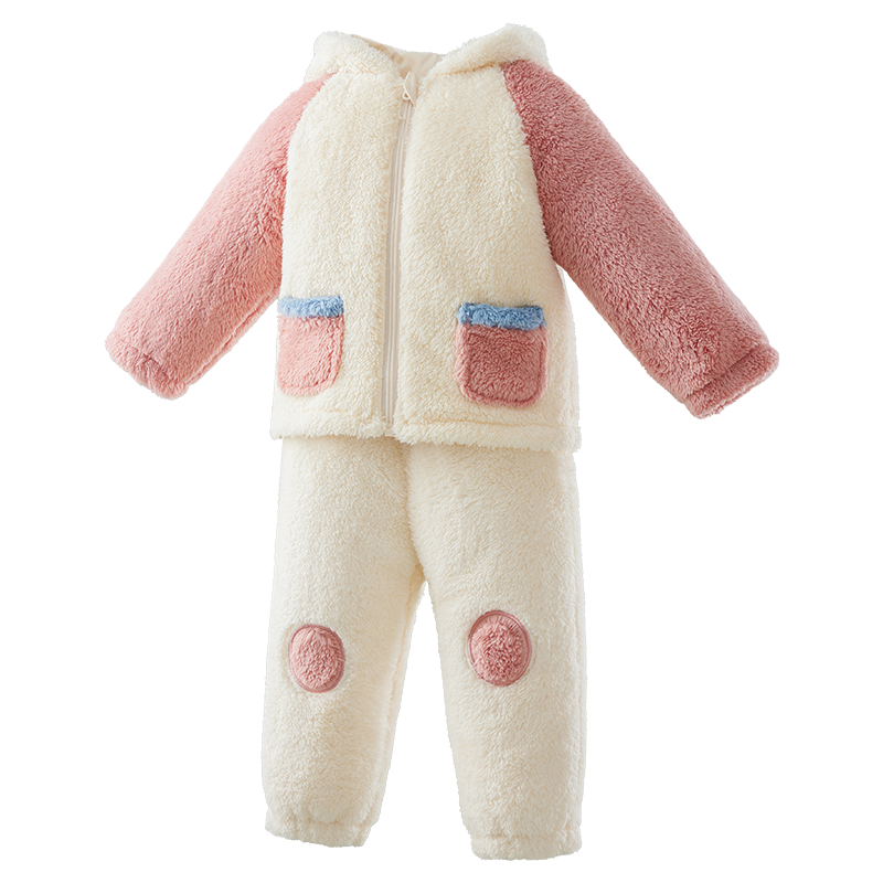 Betis Children's Winter Fleece Pajama Set Thickened Cotton-Padded Warm Homewear for Boys and Girls