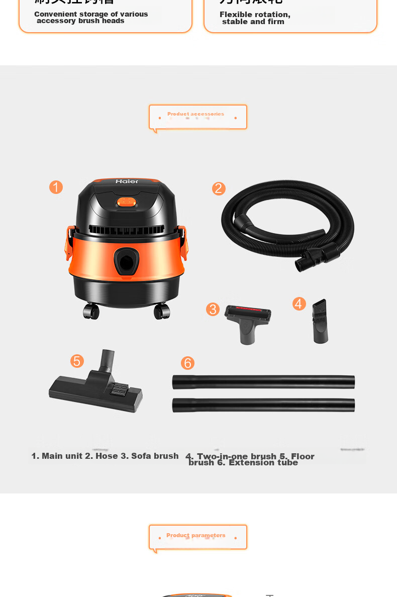 Haier Canister Vacuum Cleaner, Large Capacity, Wet And Dry Blowing, Multi-Functional, for New Home Cleaning, Powerful Suction, Automatic Cord Rewind, HZ-T615 Pro, Best Choice for New Home Cleaning 17