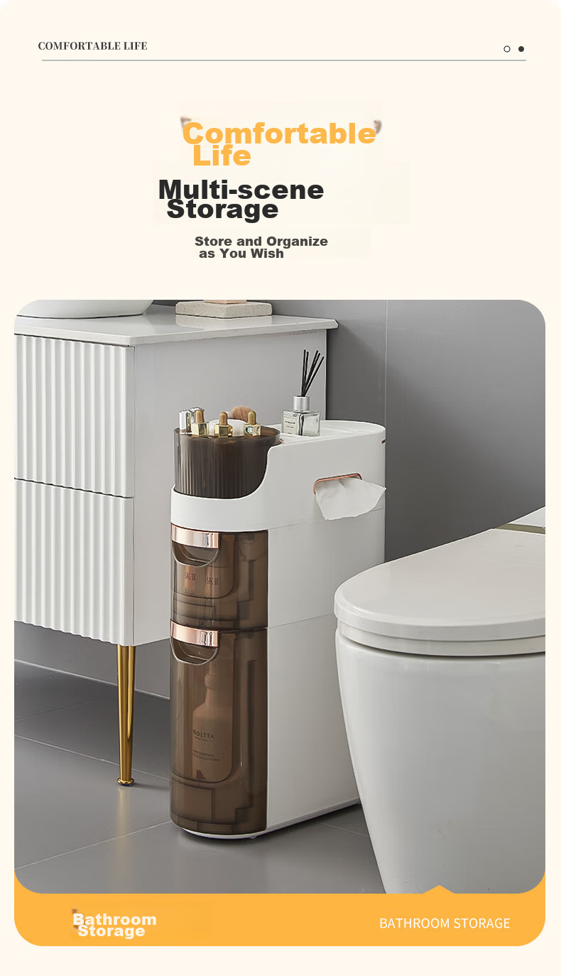 JEKO&JEKO Bathroom Storage Rack, Floor-Standing Gap Organizer Cabinet, No Installation Required, Toilet Side Cabinet, 4 Tiers 7