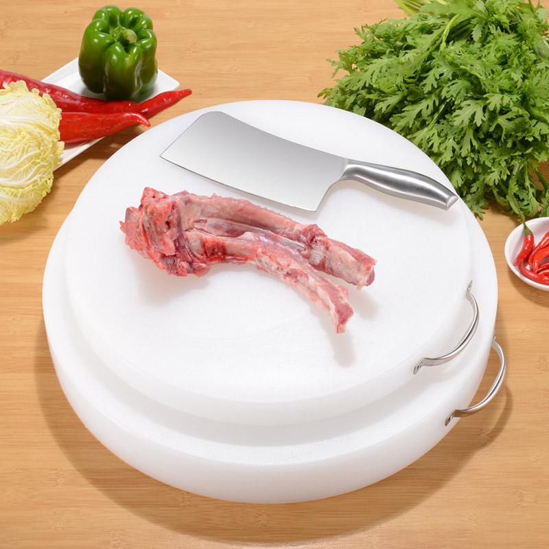Разделочная доска Quanshi с ручкой, круглая, утолщенная, 43*3.5 см, пластиковая, экологичная, для мяса и овощей