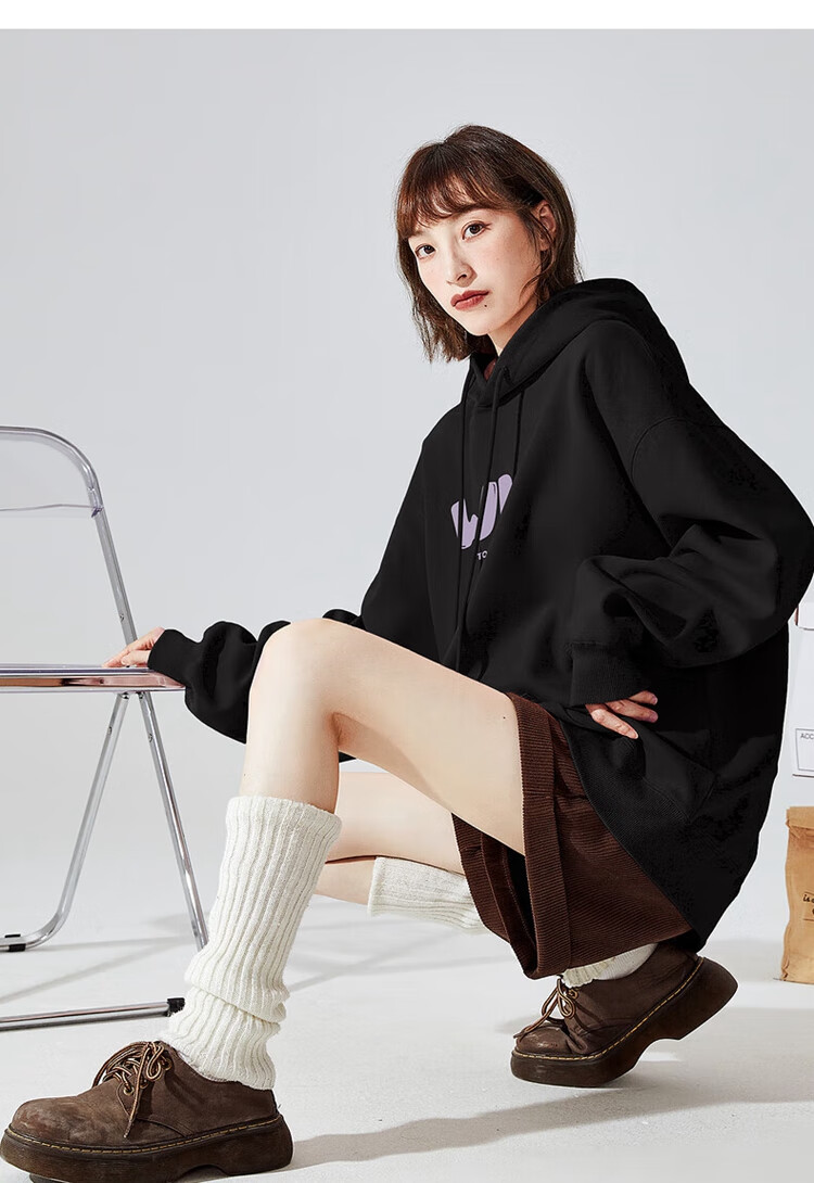 TonLion Autumn And Winter Women's Knitted Hoodie with Front Text, Versatile, Youthful, Fashionable Korean-Style Trendy Hooded Sweatshirt for Wome 10