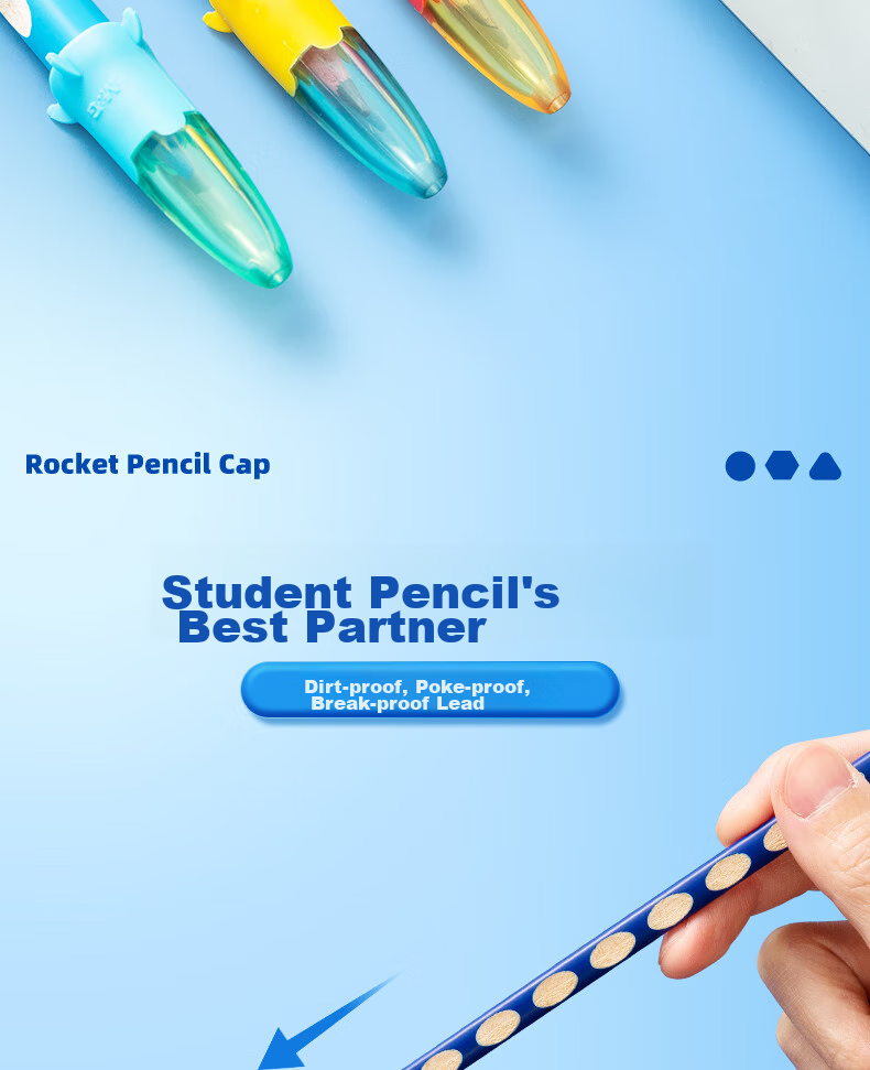 M&G Rocket Pencil Caps, Silicone Thick And Thin Pencil Barrel Universal Pen Covers, Pencil Extenders, School Supplies, Pack of 5, ABT984F4 7