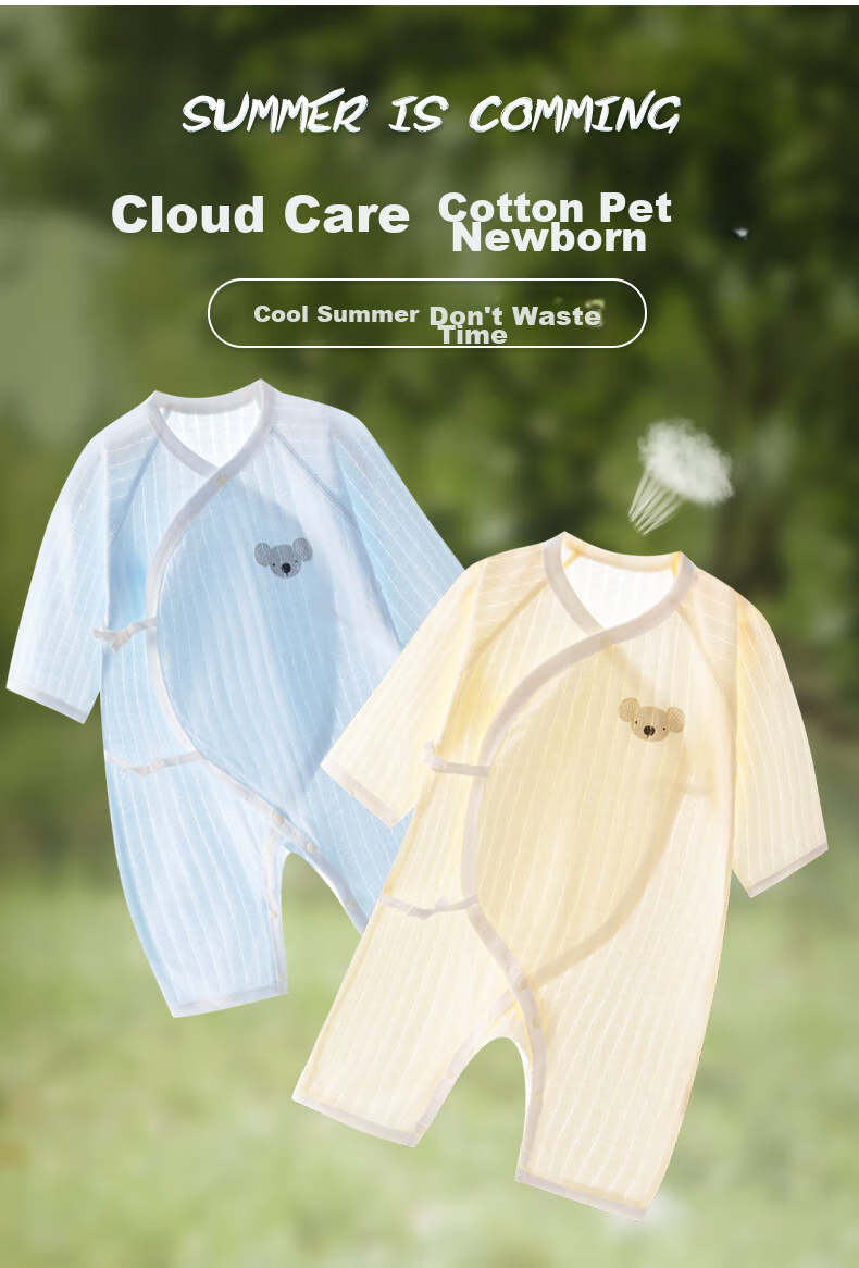 Banjvall Baby Clothes, Summer Thin Pure Cotton Newborn Onesie Underwear Pajamas, Newborn 0-6 Months Baby Romper 2