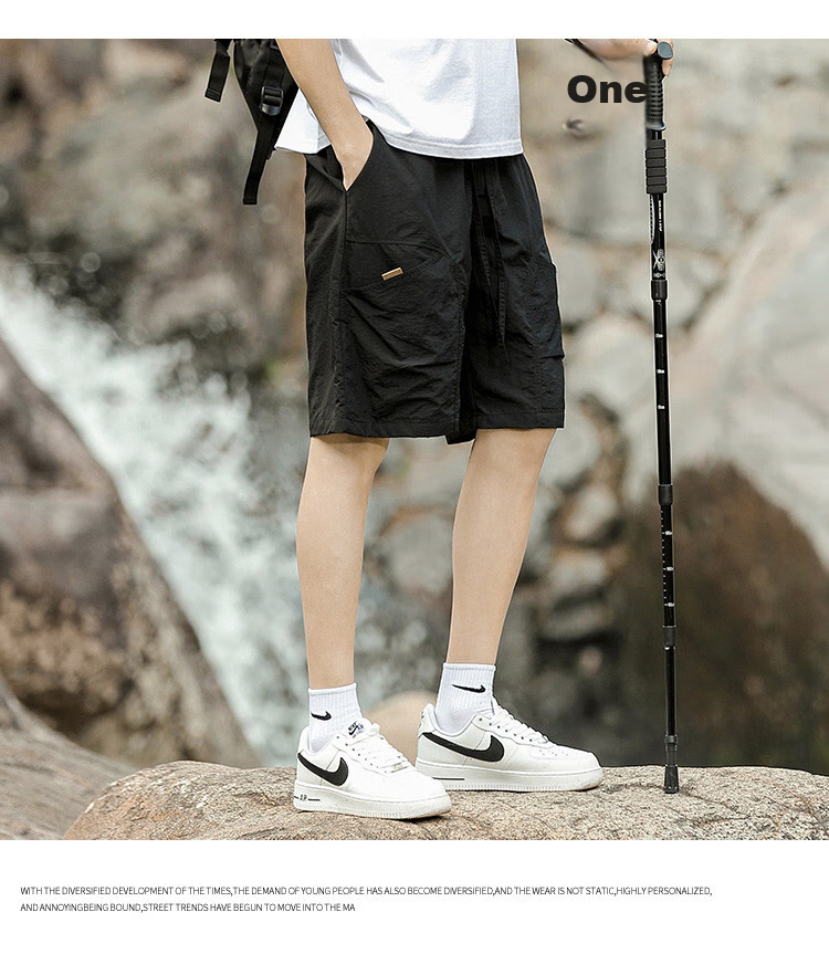 MMOPTOP Japanese-Style Outdoor Work Shorts for Men, Summer Trendy Straight-Leg Sports Casual Loose Pants CH04 Light Green 2XL 11