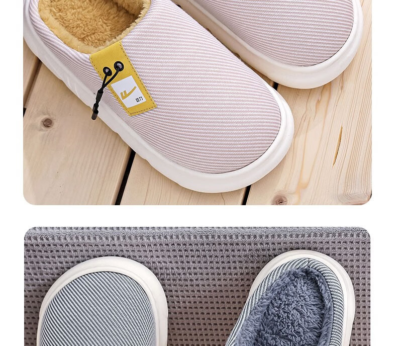 Huili Simple Thick-Soled Fleece-Lined Cotton Slippers for Indoor And Outdoor Wear, Warm Couple's Cotton Slides HL0650 Red Size 40-41 28