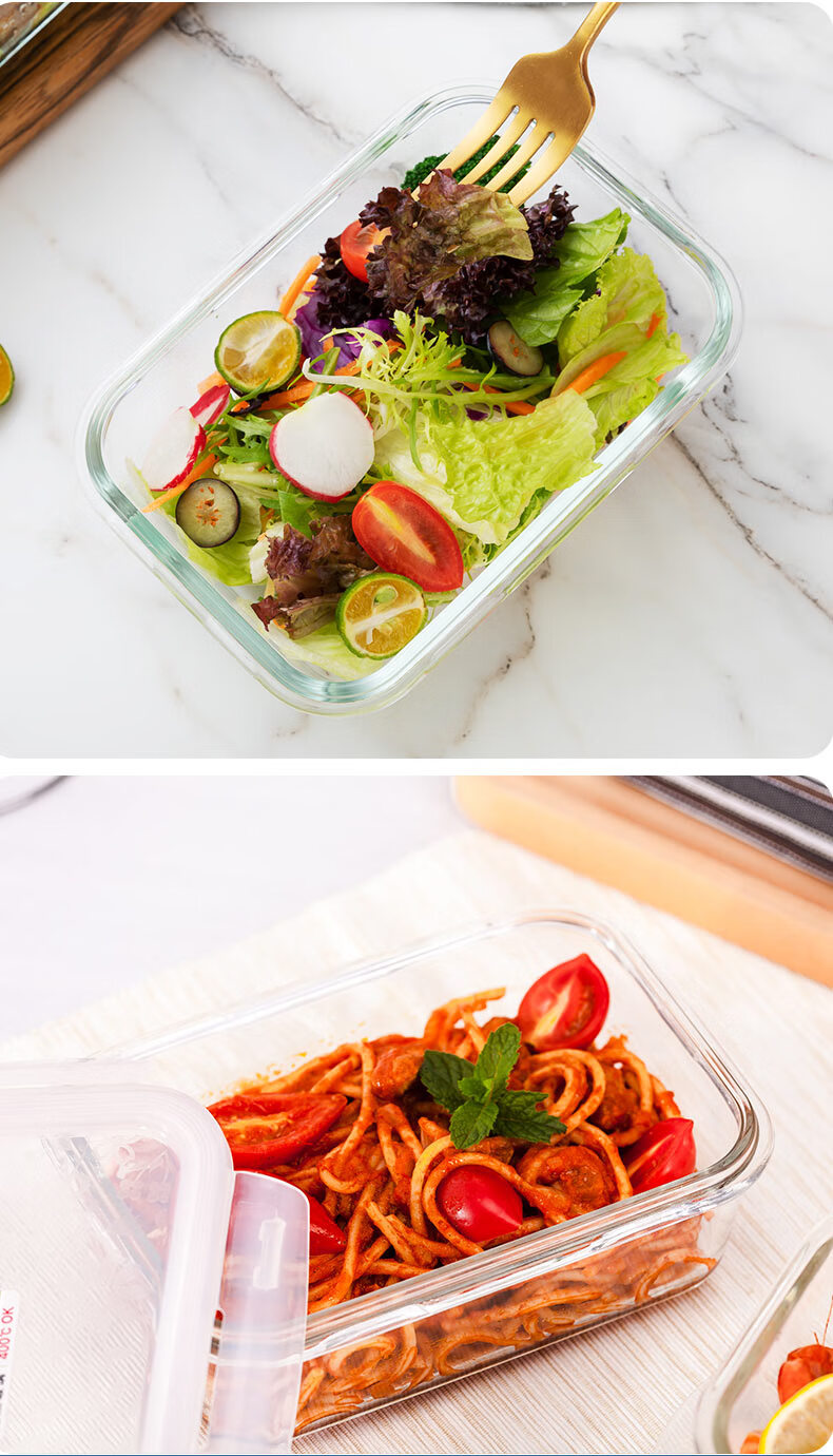 LOCK&LOCK Large Capacity Heat-Resistant Sealed Glass Food Storage Container, Lunch Box for Snacks And Fruits, with Lunch Bag, 750ml 11