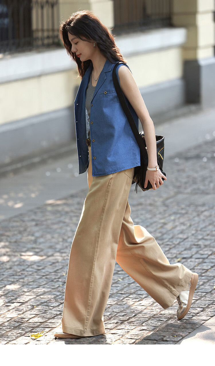Dme [Relaxed And Stylish Wide-Leg Pants] Spring And Autumn Style, Washed Cotton-Like Fabric, Comfortable Casual Long Pants for Wome 14