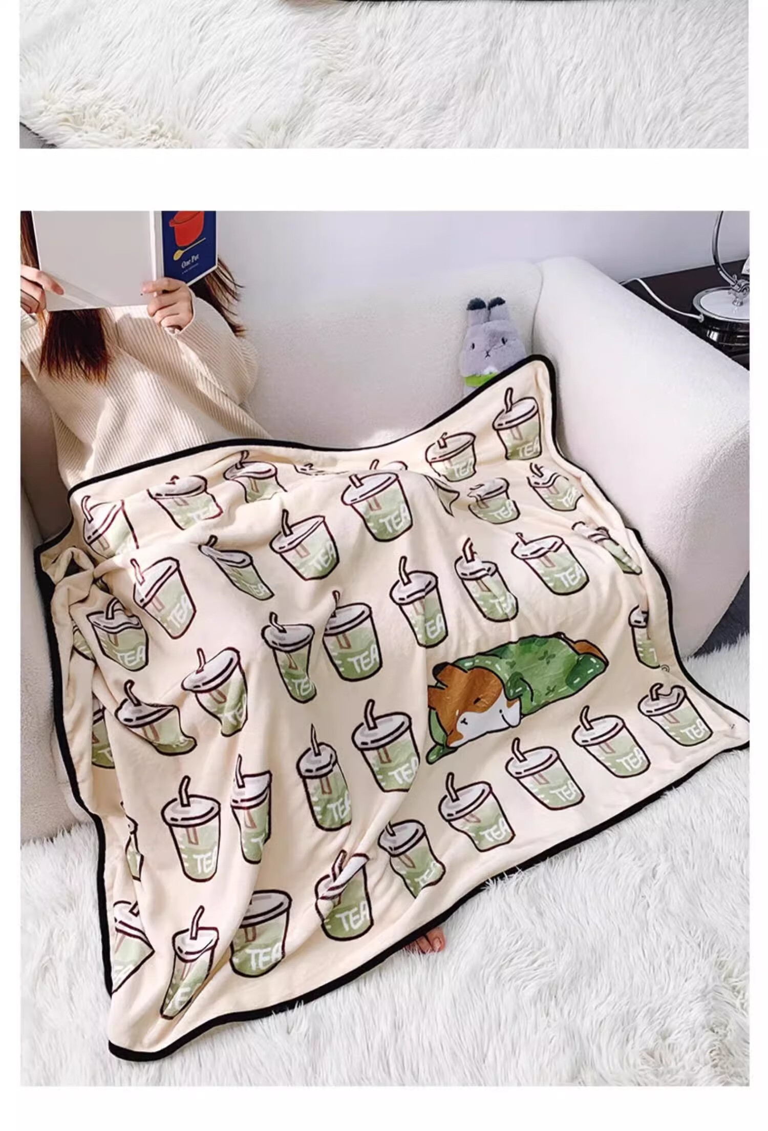 Shandian Kapibala Office Student Nap Blanket, All-Season Universal Air Conditioning Sofa Nap Shawl Blanket Cover 9