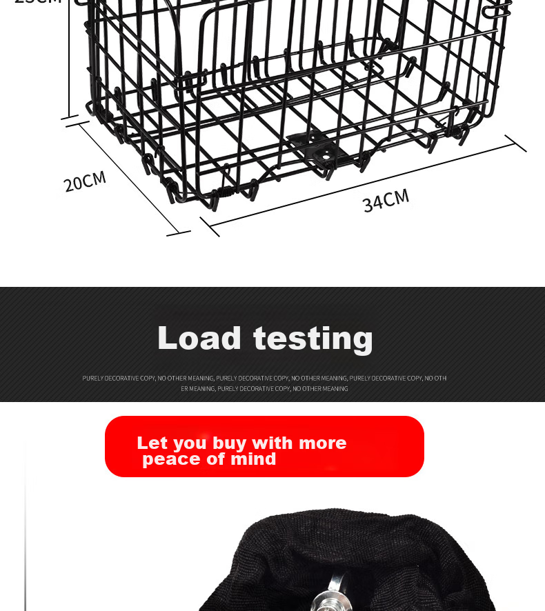 ROGTYO Bicycle Basket, Mountain Bike Front And Rear Basket, Thickened Folding Bike Basket, Bicycle Grocery Basket, Side Hanging Basket 4