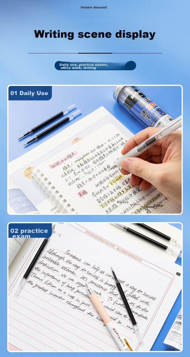 M&G Stationery G-5 Retractable Gel Pen Refill 0.5mm, Signature Pen Refill, Student Quick-Drying ST Tip Pen Refill, Office Supplies, Compatible with 1008/K35/S01, Black, 20 Pieces/Tube 18