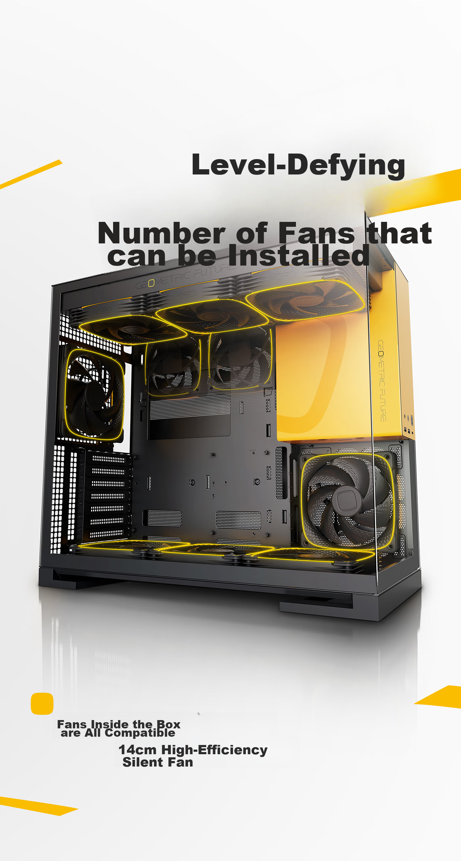 GeometricFuture Model5 Wukong Computer Case, Pure White (Supports EATX Motherboard, 50 Series Graphics Card, 420/360 Radiator, Panoramic Case, Type-C Interface) 7