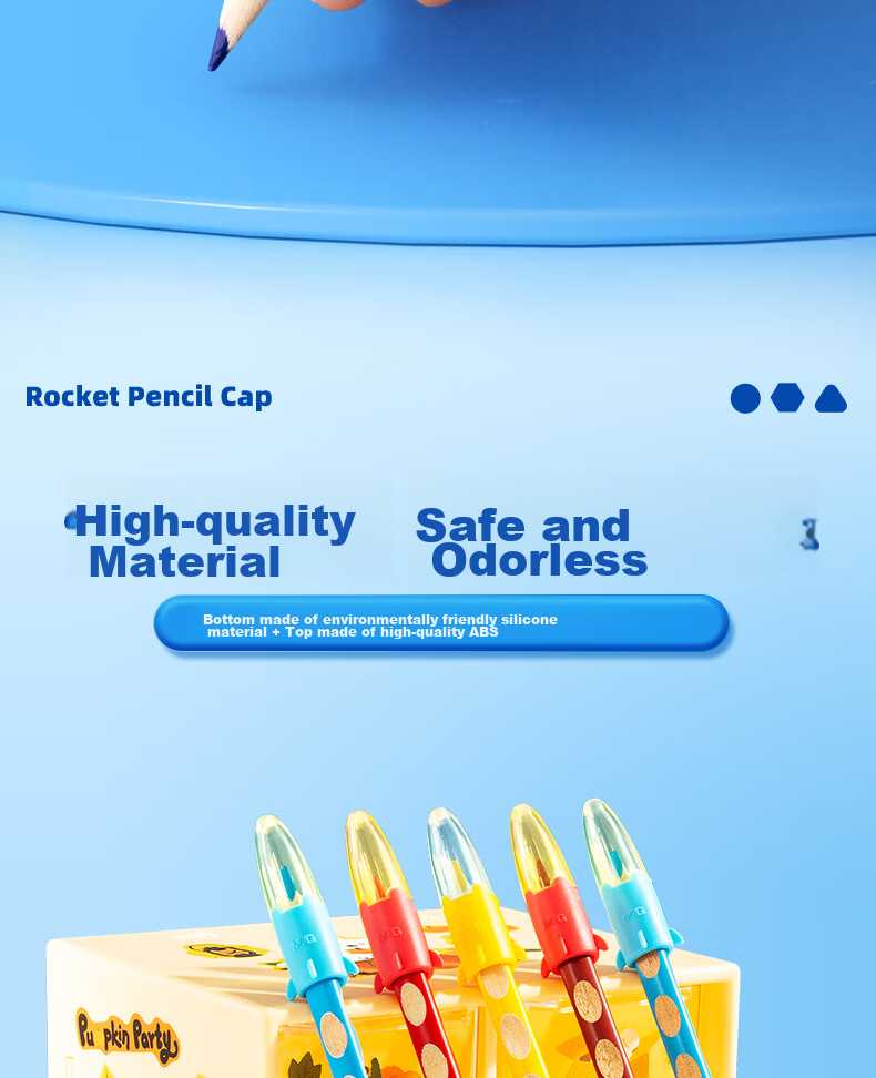 M&G Rocket Pencil Caps, Silicone Thick And Thin Pencil Barrel Universal Pen Covers, Pencil Extenders, School Supplies, Pack of 5, ABT984F4 11