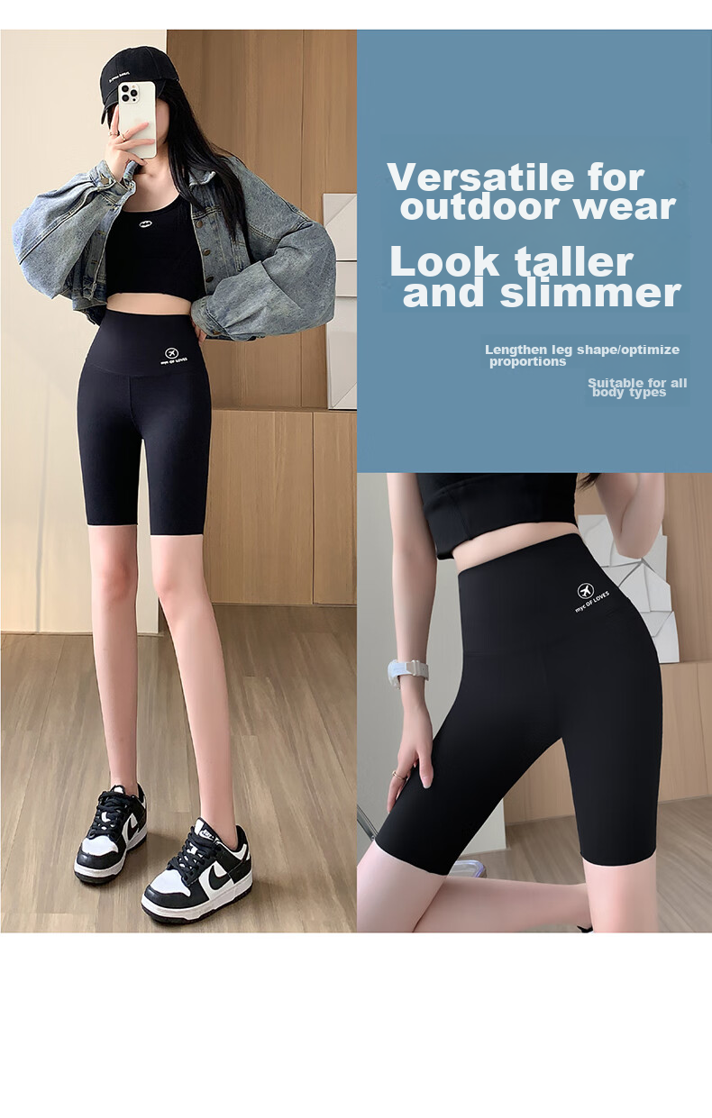 LangSha Five-Point Shark Shorts for Women, Sports Cycling Yoga Pants, Summer Anti-Chafing Slim-Fit Safety Shorts for Outdoor Wear 13