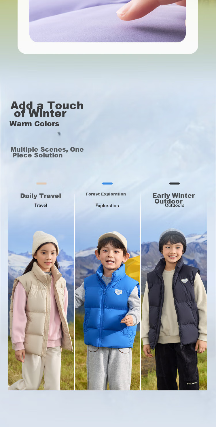 BALABALA Kids Down Vest 2025 New Winter Boys Girls Parent-Child Warm Down Jacket Simple Trendy 7