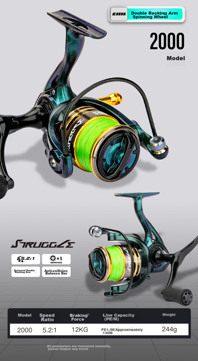 Kemailei Carbon Fiber Lure Rod Set, 2.4 Meters, Right-Handed Baitcasting Reel, M/MH Dual Rod Tip, Gun Handle Fishing Rod, Sea Fishing Rod 12