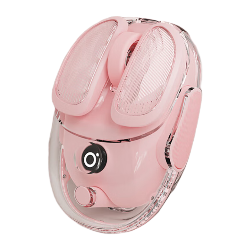 EWEADN Q9 Xiao Doudou Wireless Bluetooth Dual-Mode Transparent Mouse, Rechargeable Gaming Mouse for PC And Laptop, Low-Profile Lightweight RGB Lighting Effects, Rouge Pink
