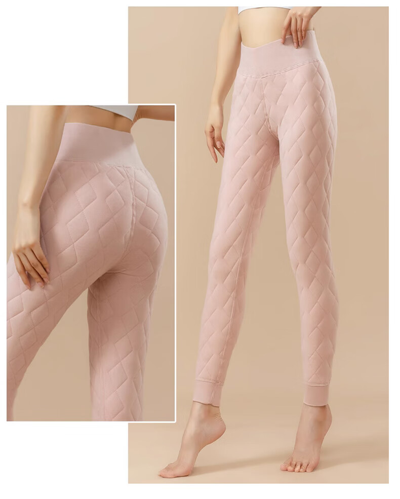 LangSha Women's Thermal Pants, 100% Wool, Autumn And Winter Fleece-Lined Thick Cotton Pants, Extra Thick Lambswool Autumn Pants, Plus Size Base Layer Pants 16