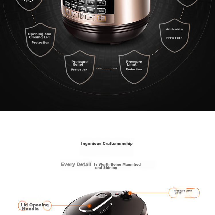 Joyoung Electric Pressure Cooker for 1-6 People, Programmable Smart High-Pressure Cooker, Home Use 6L Dual Inner Pot Rice Cooker Y-60C81 30