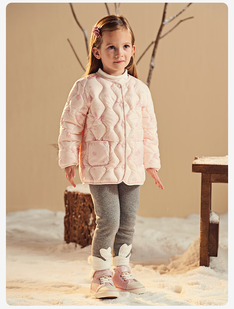 DAVE & BELLA Girls' Down Jacket Kids Autumn Winter Three-Proof Lightweight Down Liner Coat DB4223467 2