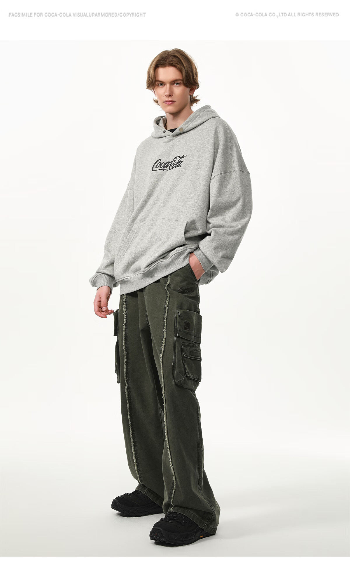 Coca-Cola Hooded Sweatshirt for Men, Autumn And Winter Style, Solid Color American Casual Couple's Top Jacket, Black, L (130-150 Jin) 8