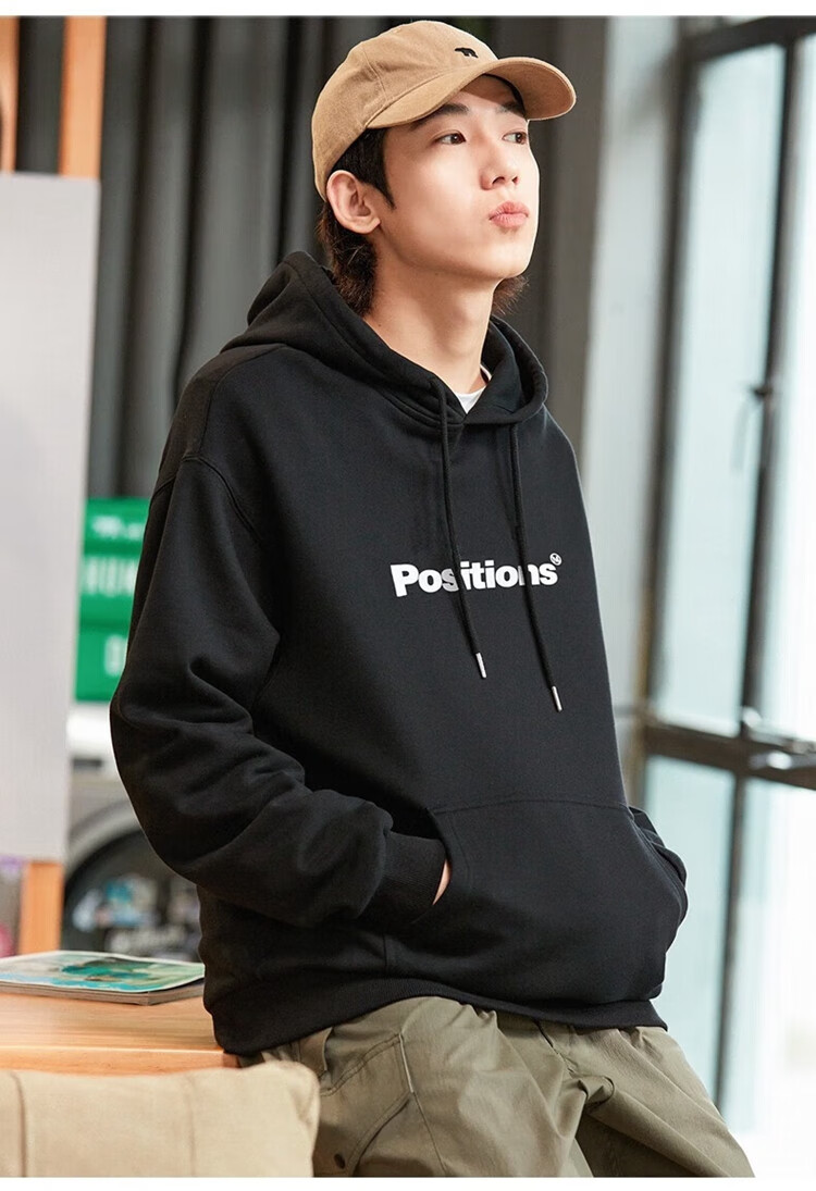 TonLion Autumn And Winter Men's Hoodie Sweatshirt, Men's Clothing with Single Row Text on Chest, Hooded Sweatshirt 14