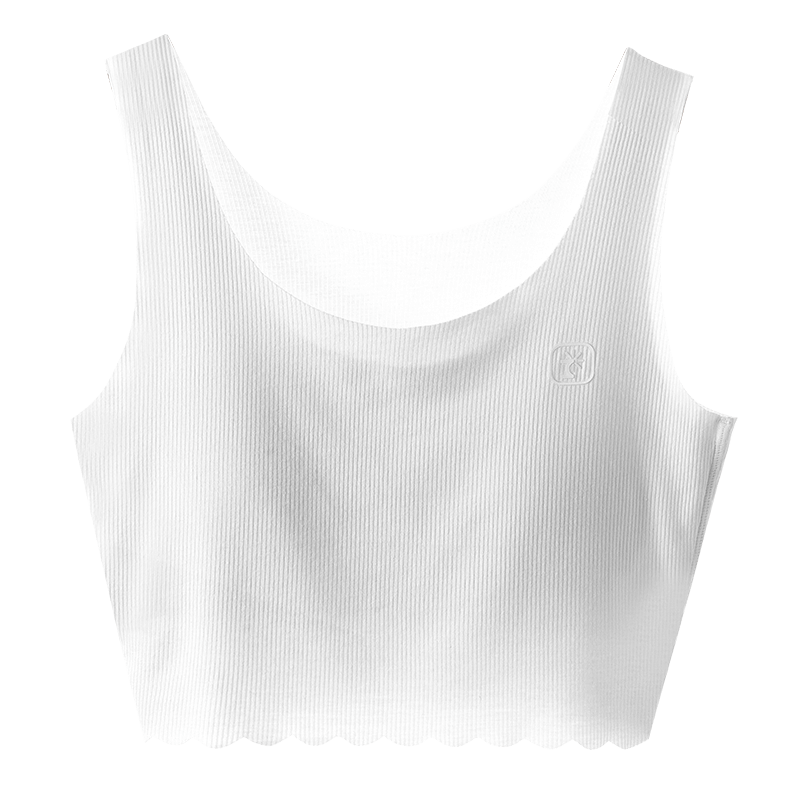 Dingguagua Girls' Underwear for Puberty, Elementary School Students' First Stage Small Vest, Children's Bra, Seamless, Anti-Nipple Show, Summer, White 90A
