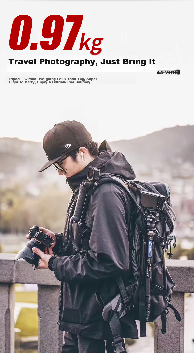 Leofoto Tripod, Phone Stand, Canon Nikon Sony Camera Portable Carbon Fiber Photography And Videography Travel Landscape Tripod with Ball Head Kit LS-224C+LH 4