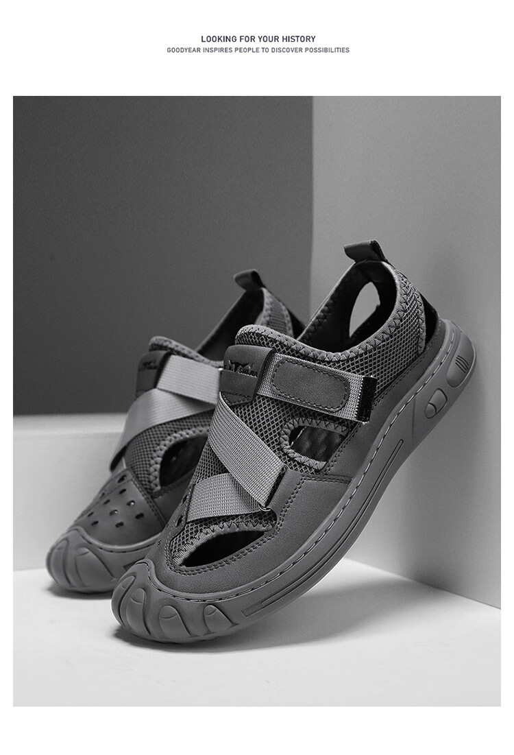 Bull Family Men's Summer Closed-Toe Sandals Soft Leather Soft Sole Outdoor Water-Resistant Casual Trendy Men's Clogs 32