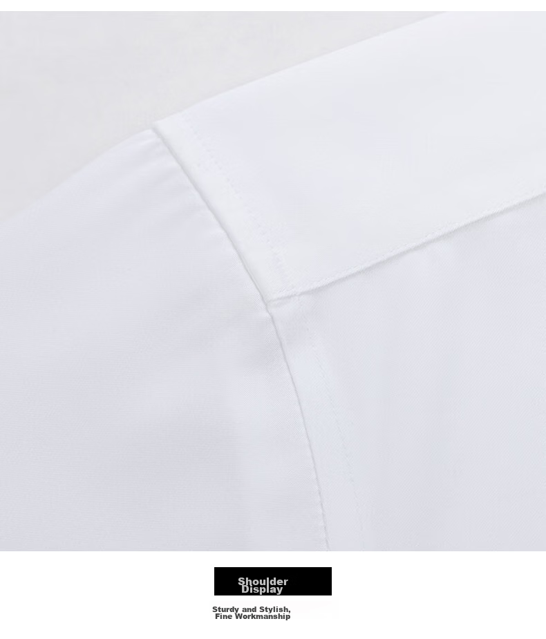 FIRS Liquid Ammonia Non-Iron Short Sleeve Shirt for Men, Pure Cotton Business Formal Wear, Pure White (Short), Size 38 18