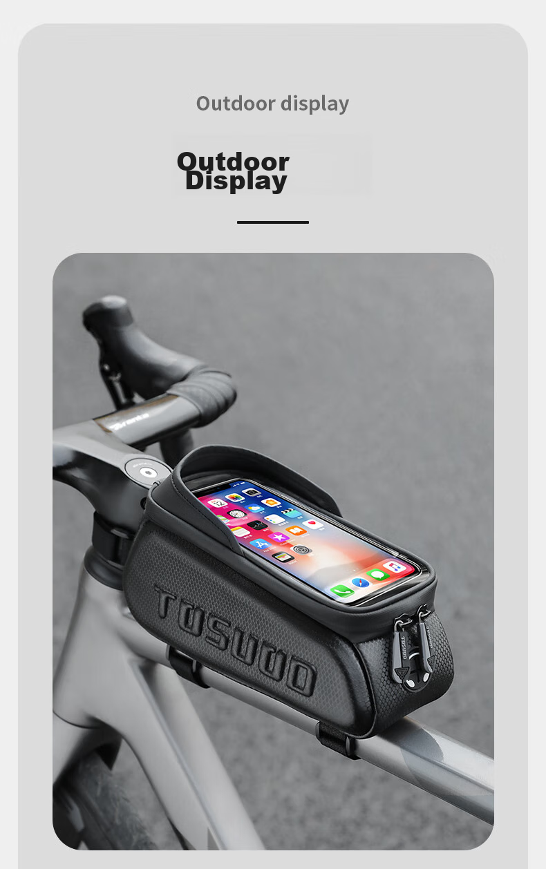 TOSUOD Bicycle Front Frame Bag Phone Tool Storage Bag Mountain Road Bike Top Tube Bag Cycling Gear 2.0L 15