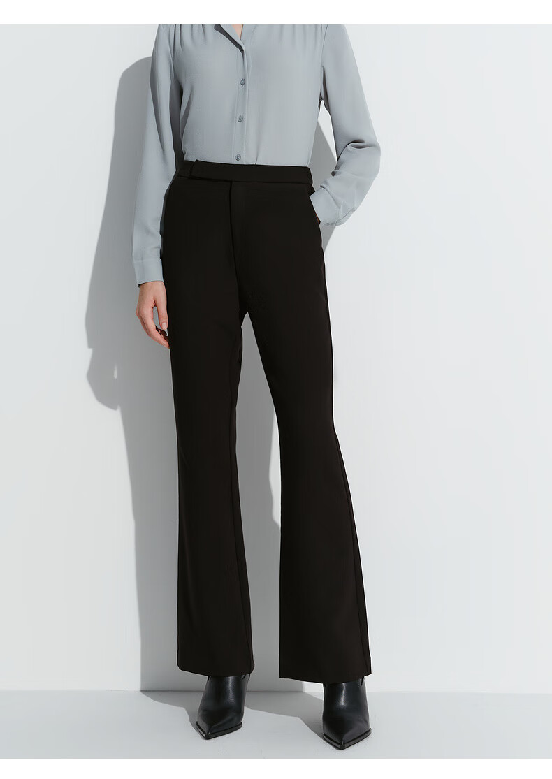 G2000 [Multi-Dimensional Elasticity] Spring And Autumn Mall Matching Soft Comfortable Flared Pants Casual Trousers, Black, Size 38 5