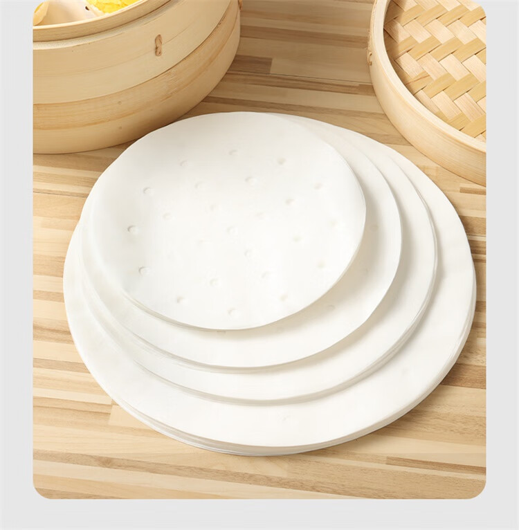 BJ Steamer Paper, Bun Liner, Non-Stick Steamer Rack Paper, Disposable Steamer Paper, 100 Sheets, Diameter 32cm 3