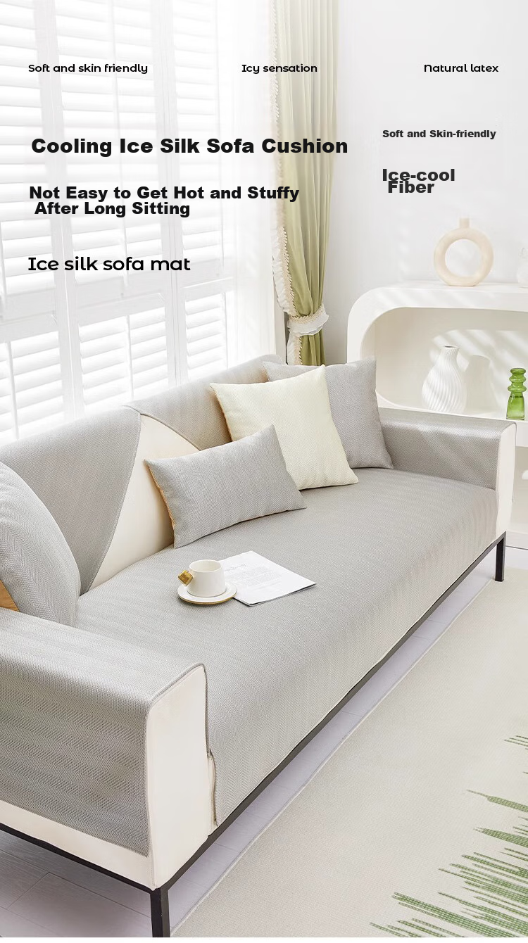 AVIVI Ice Silk Sofa Cushion, Summer Cooling Mat, Sofa Cover, Armrest Cover, Sofa Towel, 90*90 Cengning 1