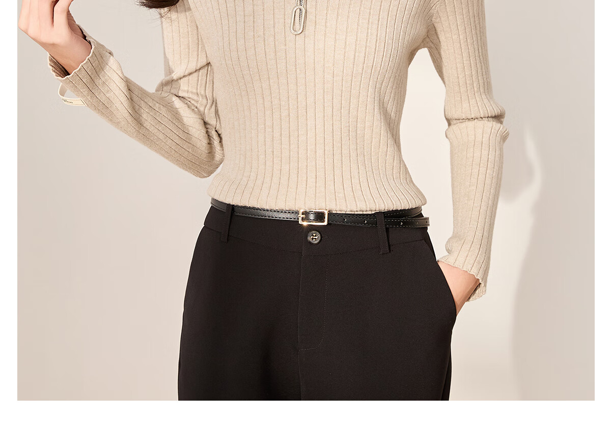 Chushen Women's V-Neck Knitted Sweater, Slimming Versatile Embellished Coat Top S61Z142 23
