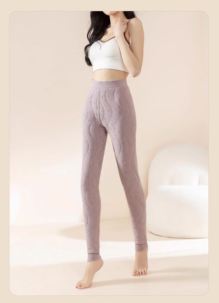 Langsha 100% Wool Thermal Pants Women Autumn Winter Fleece Lined Thickened High Waist Slim Fit Wool Leggings Black 15