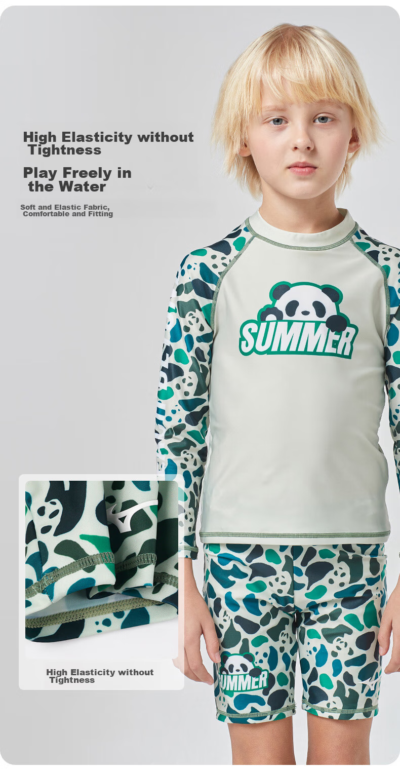 MIZUNO Children's Swimwear, Boys' Two-Piece Swimsuit, Knee-Length Surf Shorts Set, Hot Spring Equipment, G1406 Green, Size 150 6